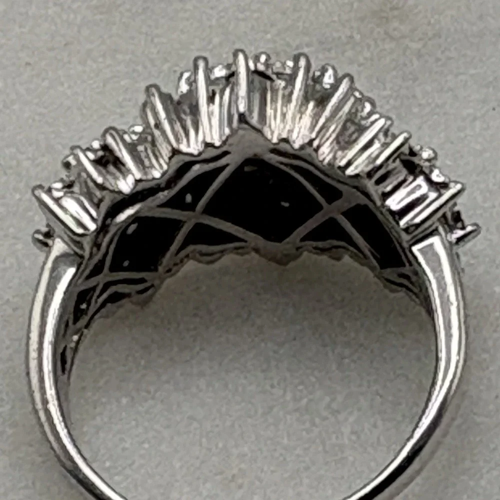 JTV Sterling Silver Natural Diamond Ring Size 12 Cocktail Cluster Holiday READ